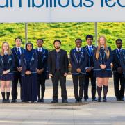 Careers manager Maruf Deen (centre) and careers and aspirations lead Ricardo Green (far right) with pupils from The Cumberland School who have earned scholarships.