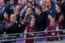 Jack Sullivan (centre) managing director of West Ham United Women appaluds the players with father, West Ham United chairman David Sullivan (left) in the stands after the Women's FA Cup Final at Wembley Stadium, London.