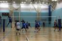 Action from the UEL men's volleyball match