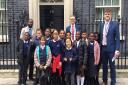 Curwen Primary School pupils outside 10 Downing Street. Picture: Tapscott Learning Trust