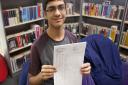 Adam Patel celebrates his GCSE results at Forest Gate Community School (picture: Isabel Infantes)