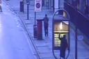 CCTV footage appears to show a figure in a black robe daubing graffiti on the Holocaust Memorial Day poster in Newham