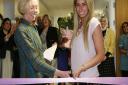 Stacey Solomon, right, cuts the Ribbon at the Queen's Birth Centre with Cathy Warwick from the Royal College of Midwives