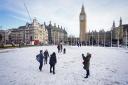 The Met Office has predicted snow will fall later today. Picture shows Parliament Square in
