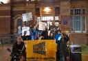 Newham members of London Renters Union demonstrate outside a council meeting