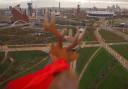 Rudolph flies over Queen Elizabeth Olympic Park