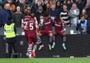 Mohammed Kudus celebrates scoring for West Ham against Wolves
