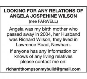 looking for Angela Josephine Wilson
