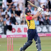 Daniel Lawrence hits out for Essex Eagles against Glamorgan in the Vitality Blast