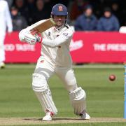 Sir Alastair Cook of Essex hits four runs against Kent on the opening day of the LV Insurance County Championship season