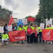 Refuse workers striking at the picket line at Central Depot on Folkstone Road