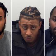 Marcus Moses-Cairnes, 28, of Rixsen Road, Manor Park (left), Garth Tulloch, 27, of Framlingham Close, Clapton (centre) and Ahamefuna Anukam, 27, of Iris Close, Ilford (right).