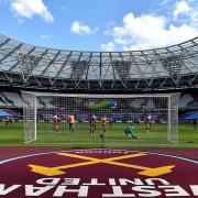 A general view as West Ham United goalkeeper Lukasz Fabianski makes a save during the Premier League match at the London Stadium.