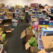 Some of last year's Newham Toy Appeal donations in the warehouse.