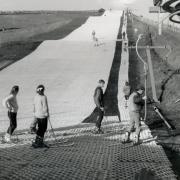 Skiers prepare to ascend Beckton Alps, which was captured on camera by former councillor Jack Hart.