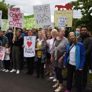 Protesters gathered outside the gates of Newham City Farm.