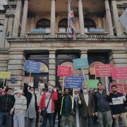 Campaigners demonstrate outside Old Town Hall Stratford against plans to close Newham City Farm