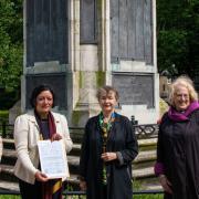 L-R: Louise Wilcox, head of parks and assets at Newham Council, Mayor Rokhsana Fiaz, Kate Hudson, general secretary of CND, and Cllr Canon Ann Easter.