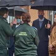 Duke and Duchess of Cambridge William and Kate during their visit to Newham Ambulance Station.