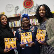 Custom House Bookshop owner, Denise Evans-Barr (middle), with Anu Adebogun (left) and Cllr Thelma Odoi (right)