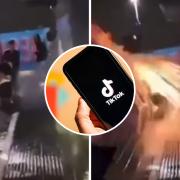 Footage showed a mum and baby being hit with a firework amid a 'fireworks war' at Westfield Stratford