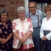 The Gletherow sisters, Sheila Nemeth, Violet Morgan and Edie Howsego, pictured with Violet's husband, Bill Morgan