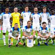 England face the camera before their last-16 tie with Senegal at the World Cup