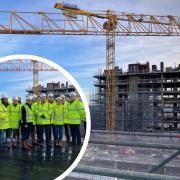 Sadiq Khan attended the 'topping out' ceremony at the newest stage of the Royal Albert Wharf development