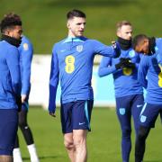 Declan Rice during an England training session ahead of their match in Italy
