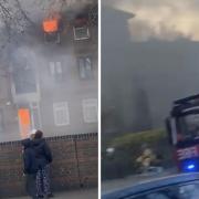 Pictures show the moment a flat was on fire in Beckton, as one person was killed and five others injured