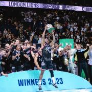 London Lions celebrate winning the BBL play-off title