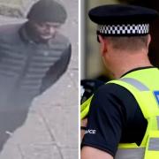 A picture released of who police would like to speak to (left) and a stock police image (right)