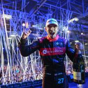 Jake Dennis celebrates becoming the Formula E world champion