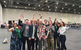 The Green Party candidates after they took both seats in Stratford Olympic Park