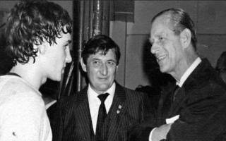 David Abbott meets Prince Philip during his visit to West Ham Boxing Club in 1982.