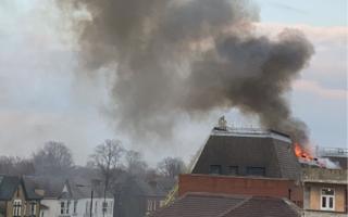 Smoke seen billowing from the roof of Forest Gate  Police Station in Romford Road