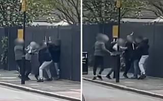 A screengrab from a video showing a fight in Southern Road, Plaistow